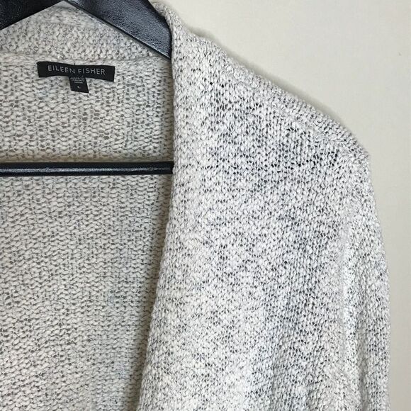 Eileen Fisher Sz L grey beige cotton open cardigan - Picture 1 of 8